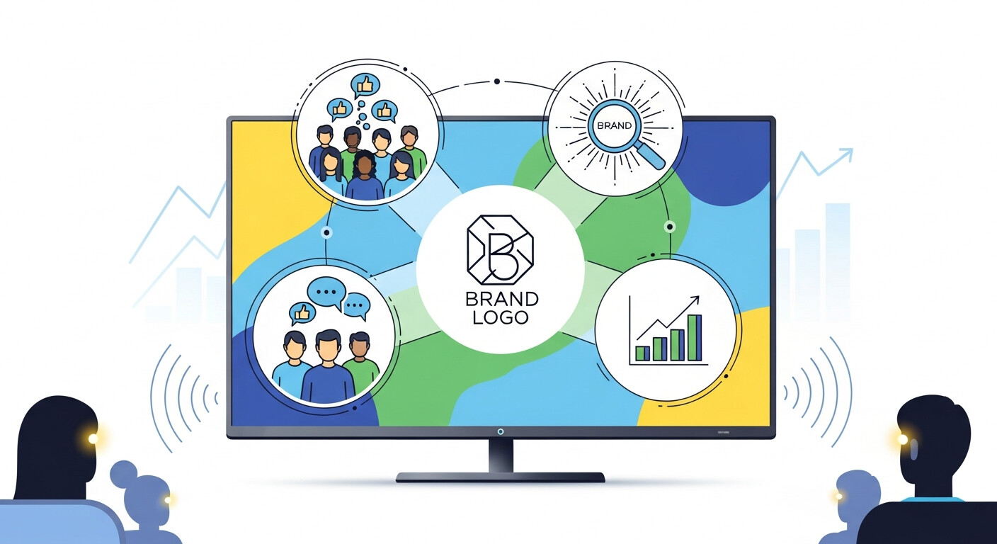 Television advertising building long-term brand awareness and trust.